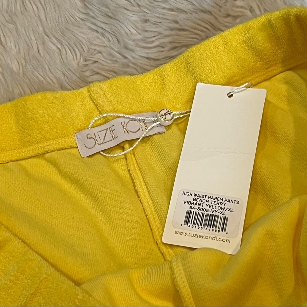 NWT Suzie Kondi High Waist Harem Pants in Beach Terry - Vibrant Yellow - Size XL - Picture 3 of 5
